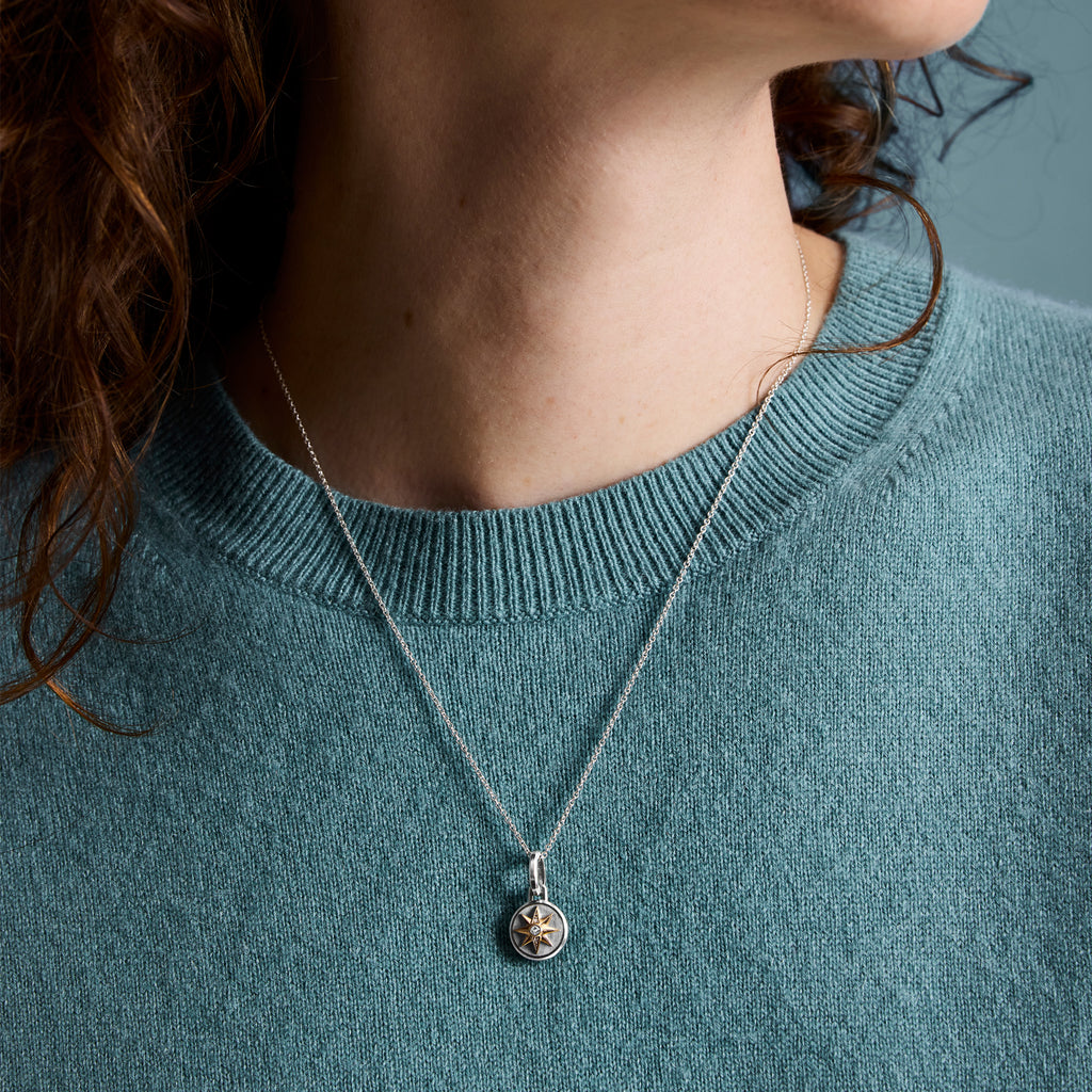 Mini Compass Necklace—Voyager