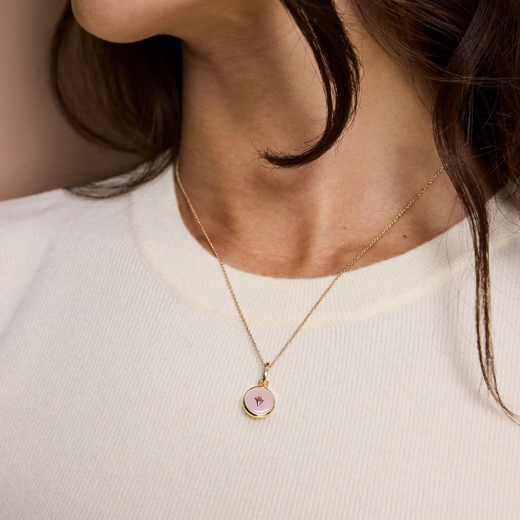 Mini Compass Necklace—Rosé