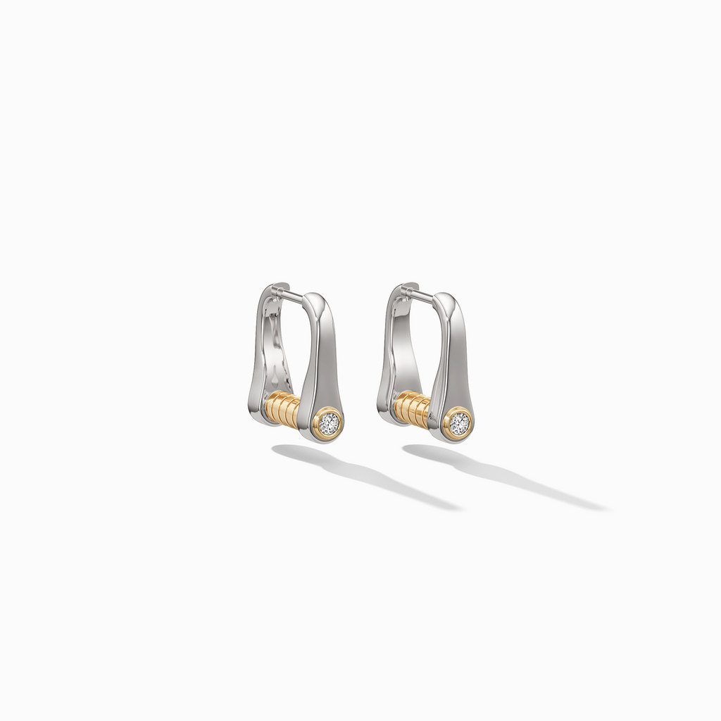 Code Huggies—Sterling Silver & 14k Gold