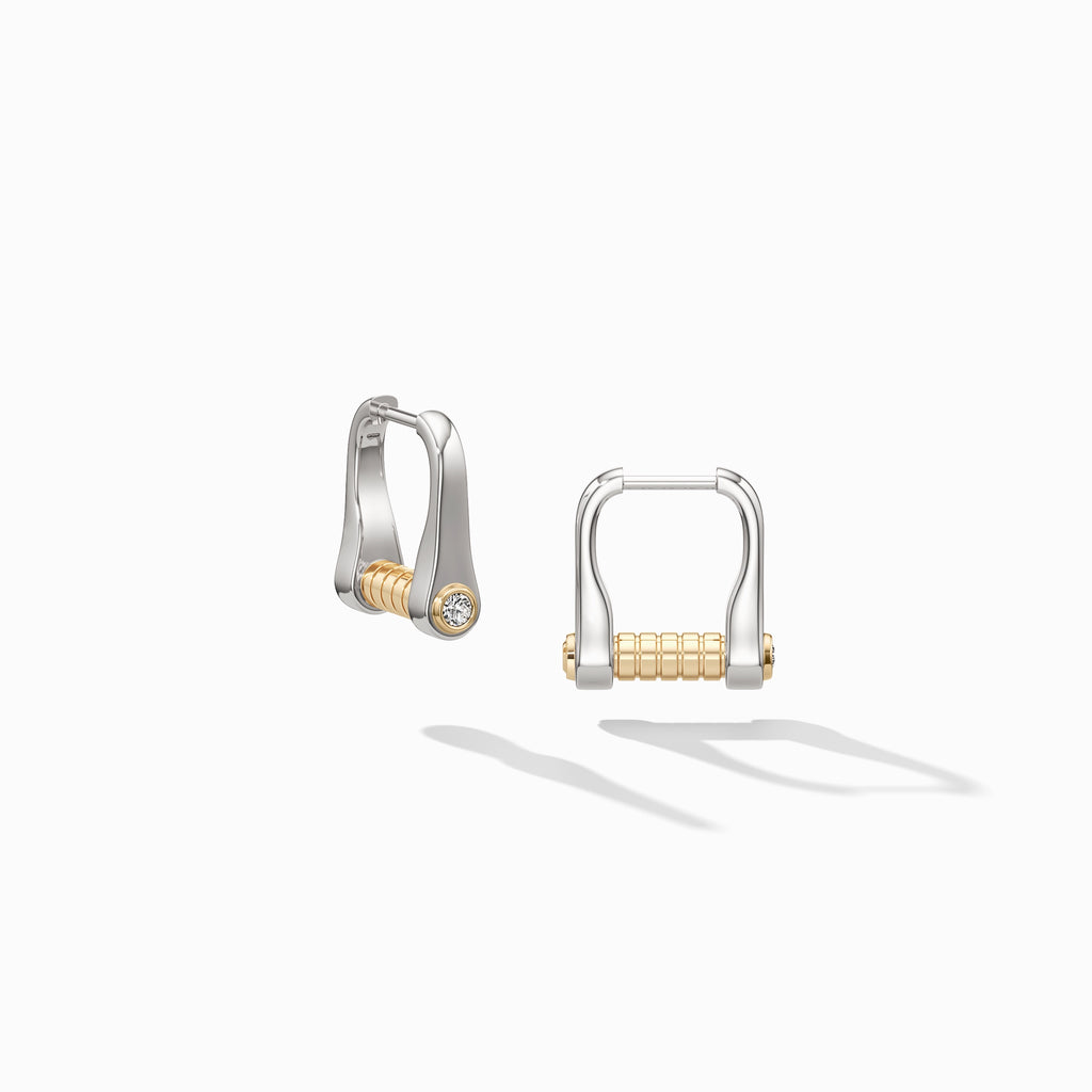 Code Huggies—Sterling Silver & 14k Gold