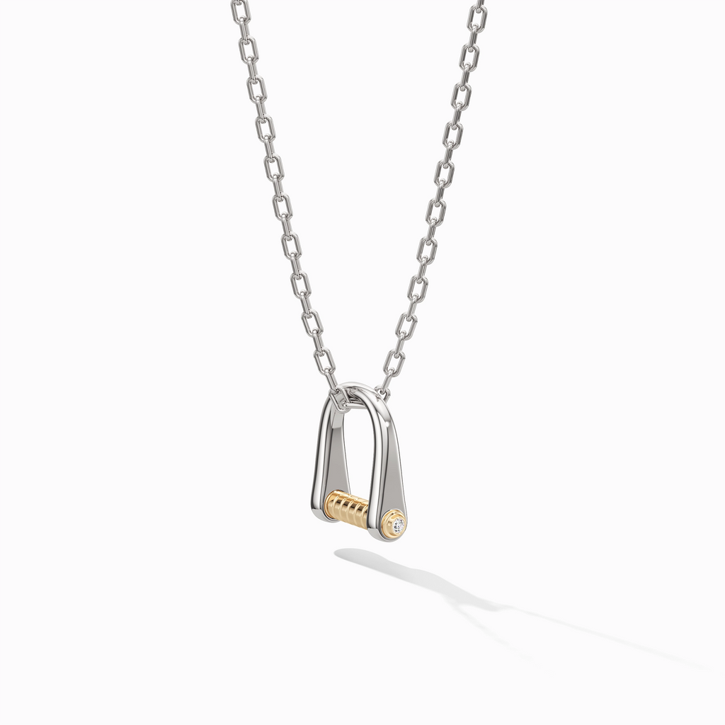 Code Pendant Necklace—Sterling Silver & 14k Gold