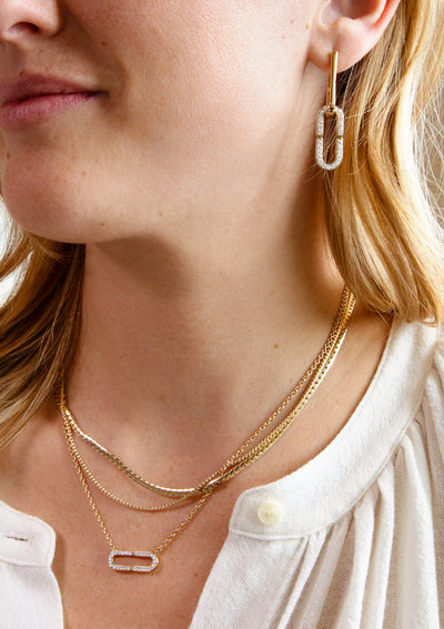 Iced Hairpin Link Necklace - Vermeil