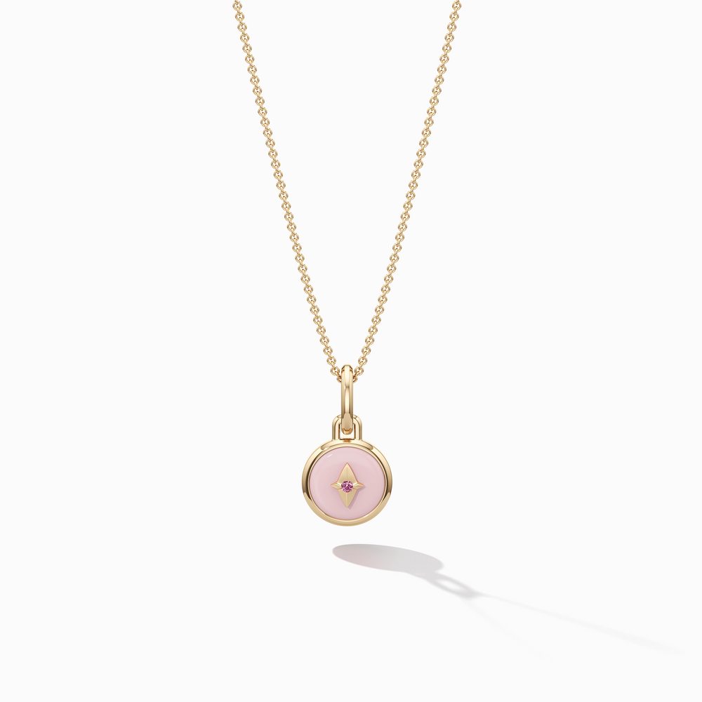 Mini Compass Necklace—Rosé