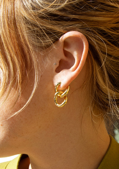 The Curbed Link Earrings - Vermeil