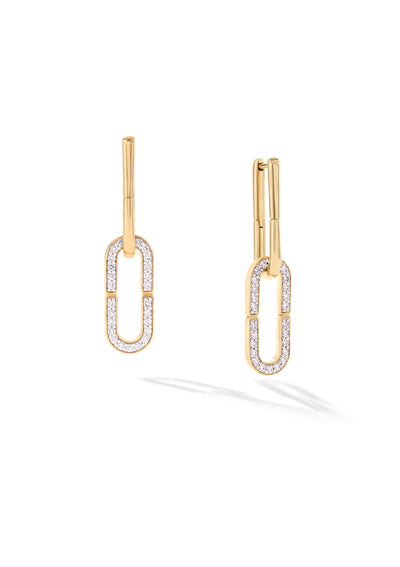 Iced Hairpin Link Earrings - Vermeil